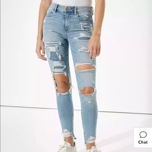american eagle high waisted ripped skinny jeans